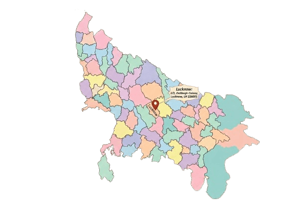 Map of Uttar Pradesh showing PCS Association office location
